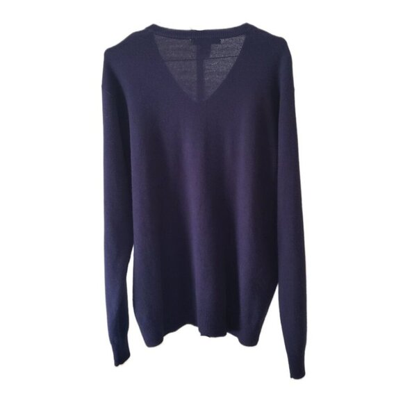 Geoffrey Beene Men's Navy Blue Argyle V-Neck Long Sleeve Sweater - Picture 2 of 3